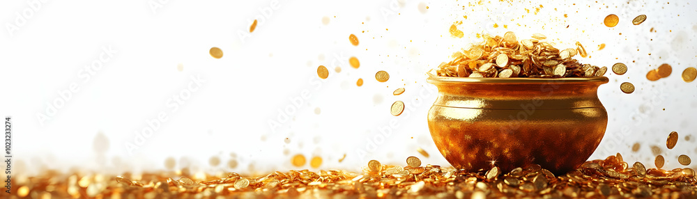 Poster vector of pot of gold with dhanteras text isolated on white background - zoomed camera movement into