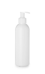 One blank bottle of shampoo isolated on white