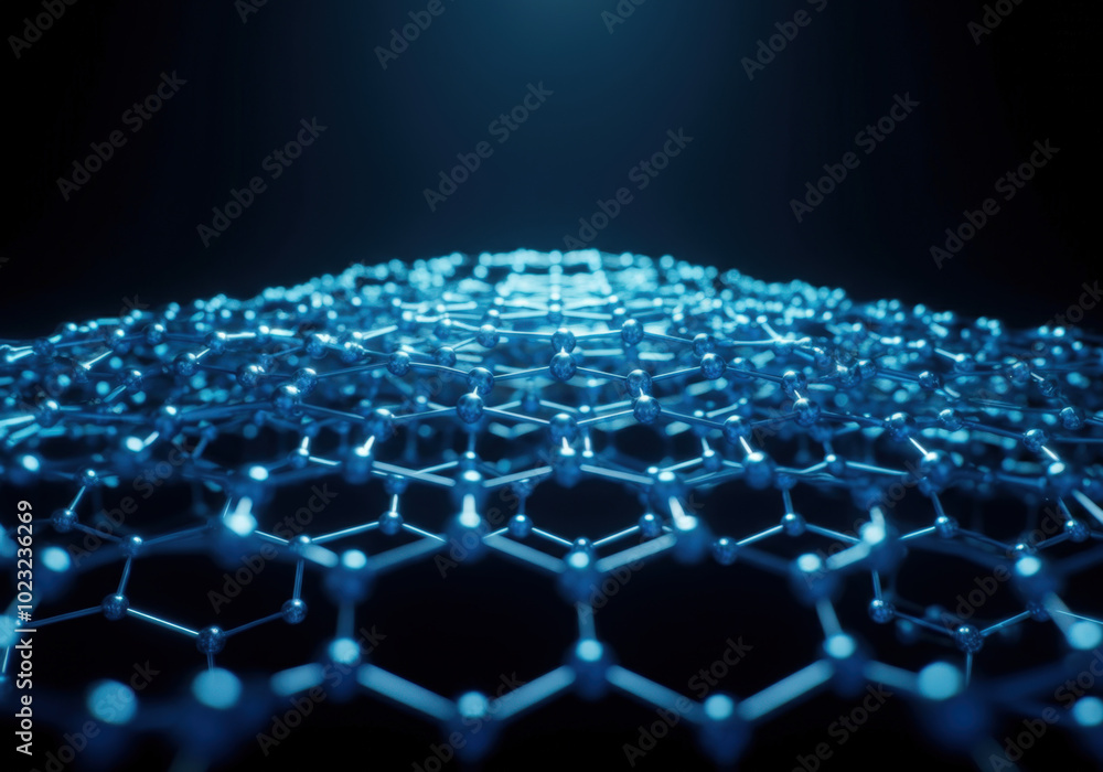 Poster graphene molecular structure is forming a hexagonal lattice pattern
