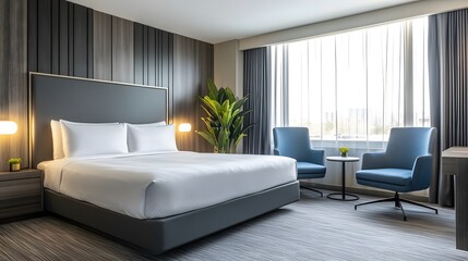 Designing the interior of a hotel room in a modern style