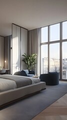 Designing the interior of a hotel room in a modern style