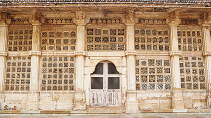 Beautifully carved intricate designs on Sarkhej Roza, Sarkhej, Ahmedabad, Gujarat, India. © RealityImages