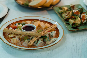 Gourmet Cheese Platter with Accompaniments and Garnishes