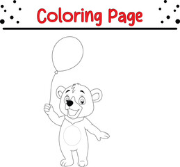 Cute Bear coloring book for kids. happy teddy bear coloring page