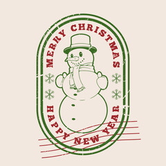 Christmas postage stamp vintage colorful