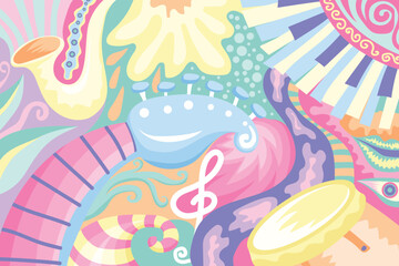 Vector illustration colorful music poster banner background