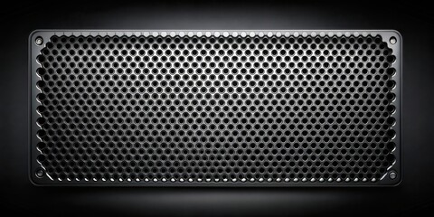 A close-up view of a metallic grid with circular holes, showcasing the intricate detail and subtle reflections