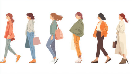Obraz premium 様々な女性の上半身イラスト