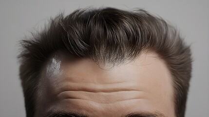 Side-by-side comparison of a man's scalp before hair loss and after hair restoration, showcasing regrowth and fuller hair, Photorealistic, High Detail, Natural Lighting