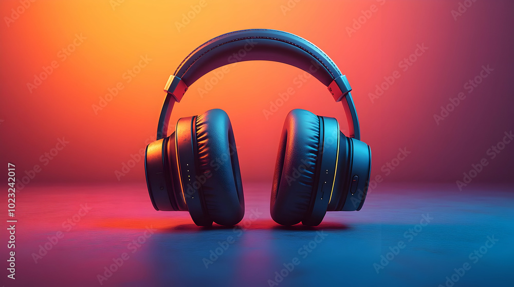 Poster 3d icon of headphones and microphone isolated on white background - vector image for audio communica