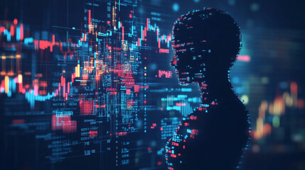 Digital Human Silhouette With Abstract Data and Code