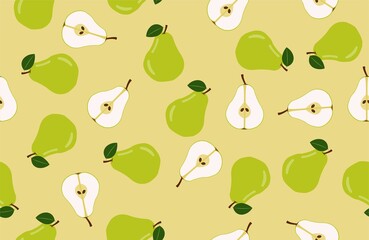 cream background with pear fruit seamless pattern