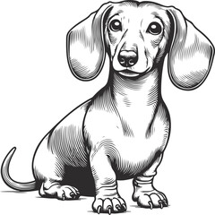 Line Art Dachshund Dog continuous line drawing vector illustration