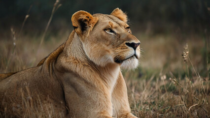 animal predator lioness in savannah AI generated