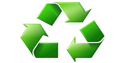 Obraz premium Green recycling symbols on white background isolated front closeup view with space for text