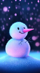 Funny snowman is on a beautiful background
