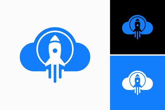 rocket with cloud Logo design vector 
