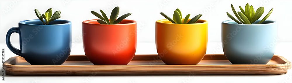 Poster desk tray with sticky notes isolated on white background - vector image illustrating organization an
