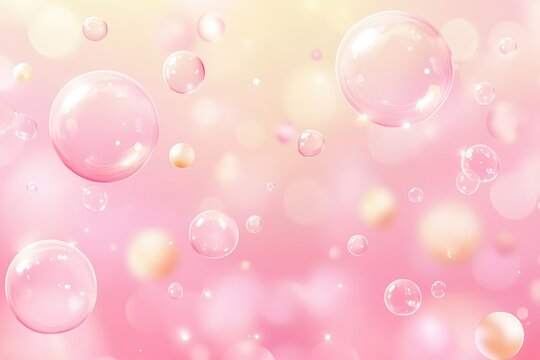 Soft pink bubble backdrop with translucent spheres
