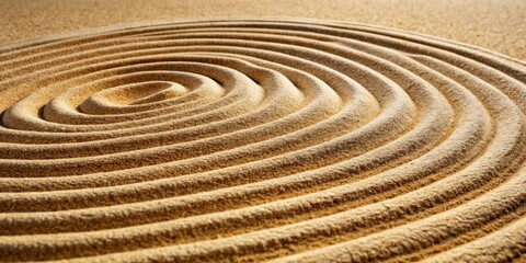 Naklejka premium Hypnotic Spiral Pattern of Shifting Sand Close Up Nature Background Texture