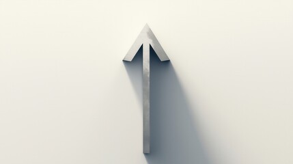 Minimalistic Upward Arrow with Shadow on White Background