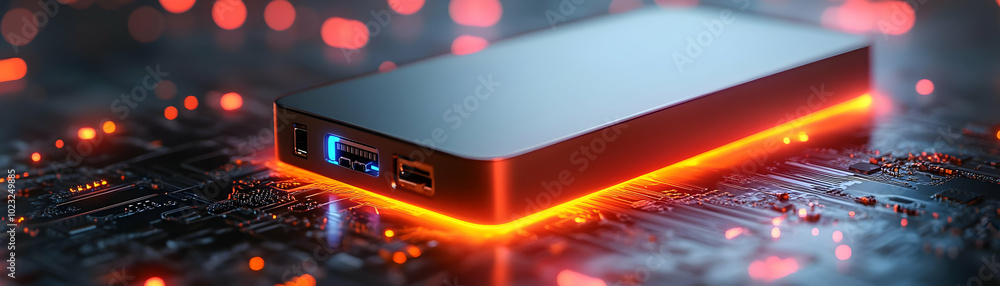 Aufkleber external hard drive with holographic indicators - isolated on white background, perfect for represen