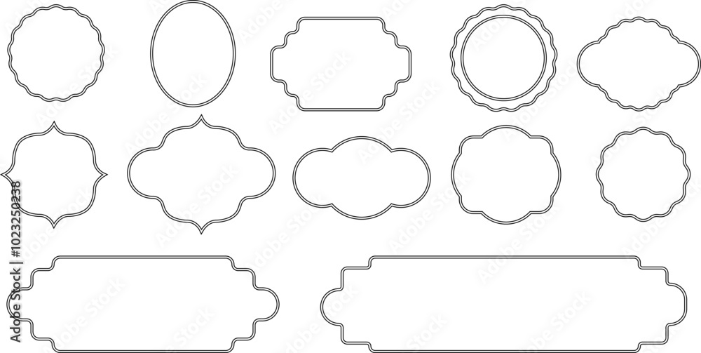Poster Vector geometric frames. Decoration in minimal style. Frames for the holiday or congratulations on transparent background. Vector EPS 10