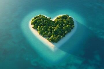 Heart-shaped island in a holiday concept