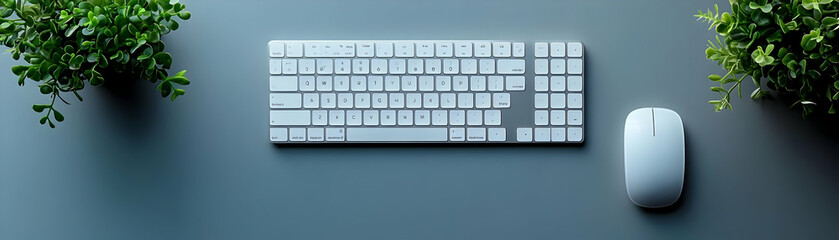 Sleek Keyboard and Mouse Isolated on White Background - Modern Tech Savvy Home Office Concept Vector Image for Photo Stock