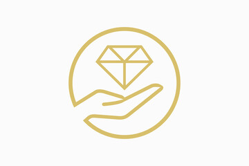 hand with diamond Logo design vector 