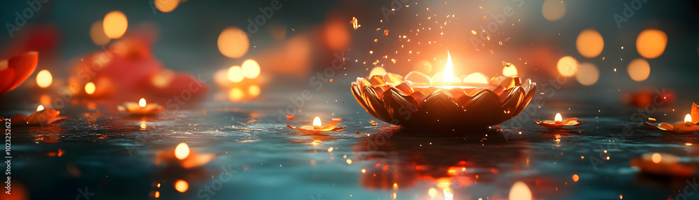 Poster glossy abstract digital illustration of dhanteras shopping concept with dynamic background - camera 
