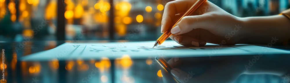 Poster person writing on glossy surface with stylus - emphasizing creativity and precision in remote work -