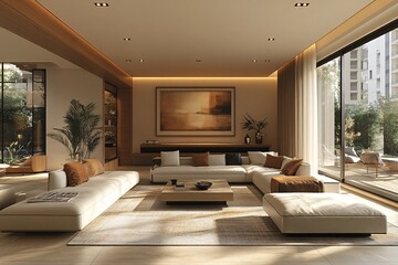 Modern 3D Render of a Stylish Living Room Interior