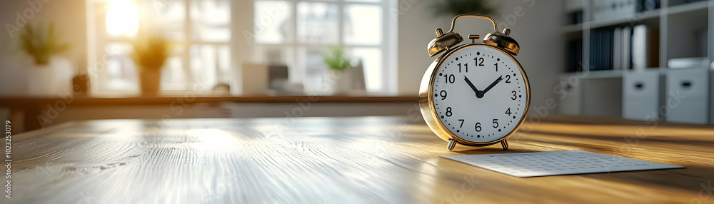 Poster desk clock and calendar isolated - vector image illustrating time management and home office organiz