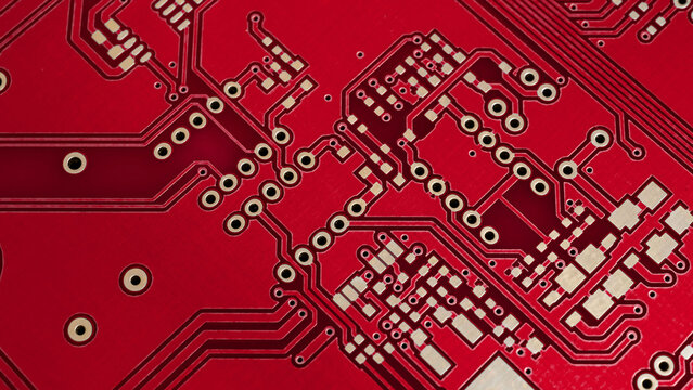 red printed circuit board. background or texture - Powered by Adobe