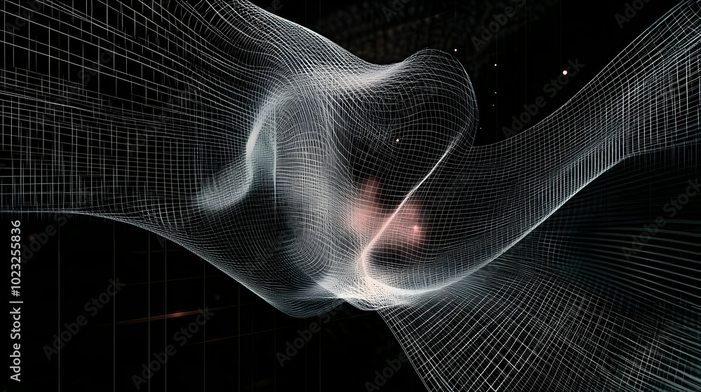 Poster abstract 3d wireframe mesh background with glowing lights