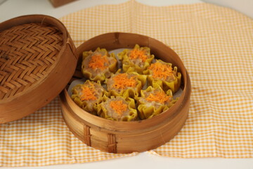 Dimsum siomay, made with chicken and prawn. Chinese food, steam siomay.
