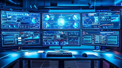 Cybersecurity Command Center Monitoring Real Time Data for Breach Neutralization and Fraud Detection