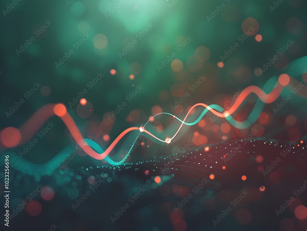 Aufkleber abstract line graph with shifting color data points representing changing emotions in customer feedb