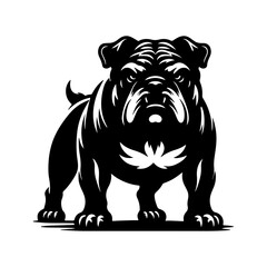 Bulldog standing silhouette vector illustration line art