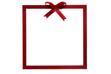 Photo card blank with red ribbon for Christmas on a transparent background in PNG format.