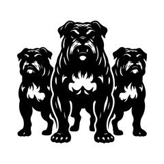 Bulldog standing silhouette vector illustration line art