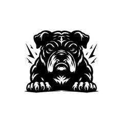 Bulldog standing silhouette vector illustration line art