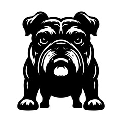 Bulldog standing silhouette vector illustration line art