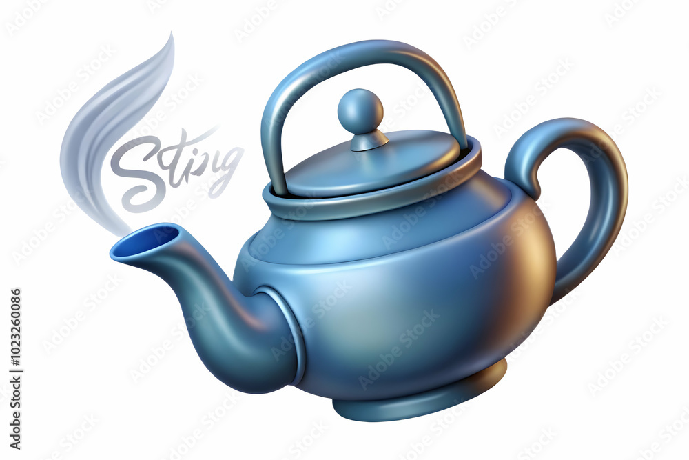 Poster floating teapot with steam creating a wave pattern - soothing sip concept for relaxing tea promotion
