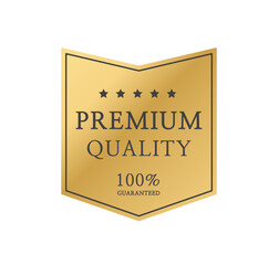 Premium quality badge or label. Gold vector medal isolated on white background. Vector illustration