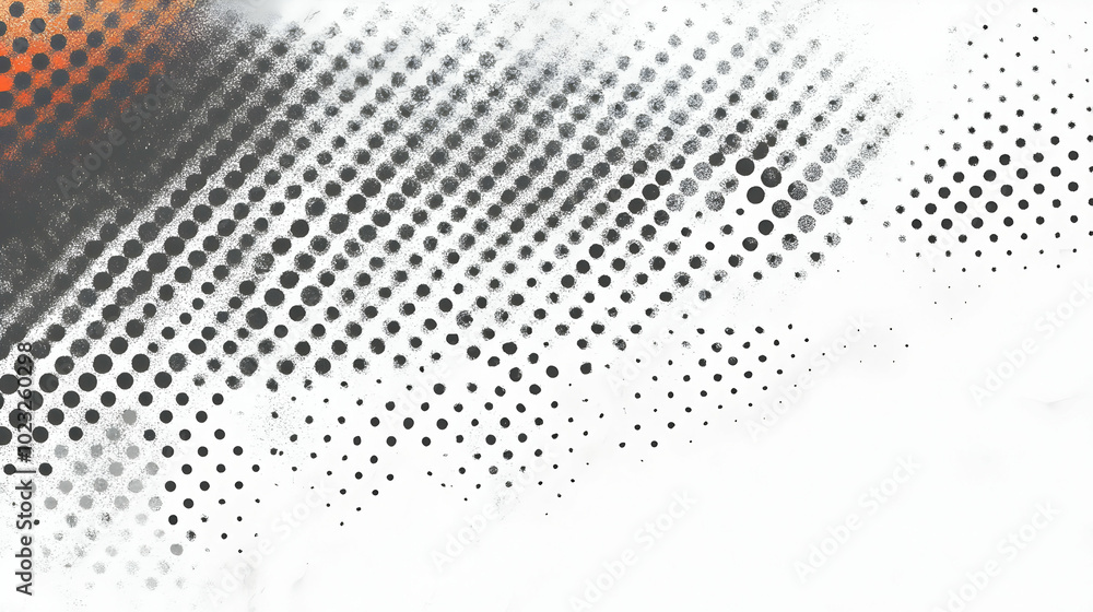 Poster abstract black and white dots pattern with orange splashes background design