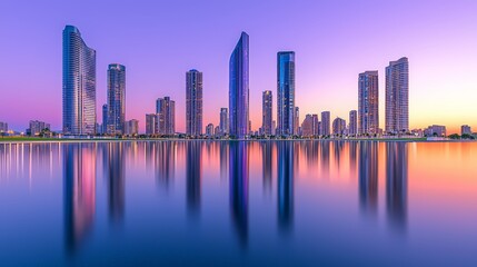 Obraz premium Yekaterinburg cityscape and Urals at dusk