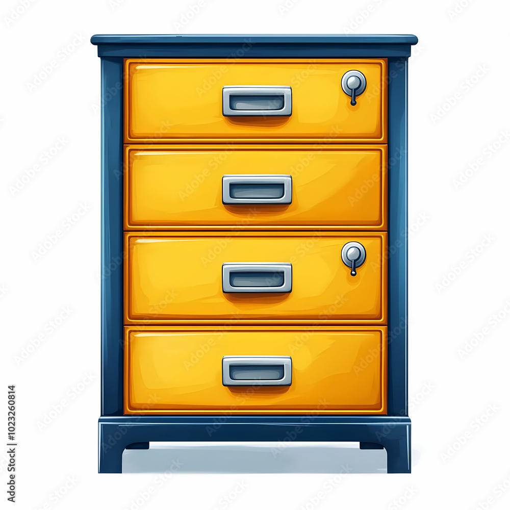 Poster filing cabinet and document isolated vector image design for home office organization and efficiency