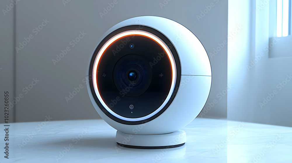 Poster 3d icon of webcam and ring light isolated on white background - vector image for video conferencing 